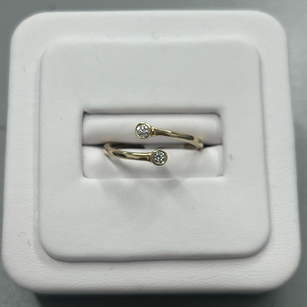 14K Yellow Gold Two Stone Ring- Natural Diamonds - 0.10 carat
